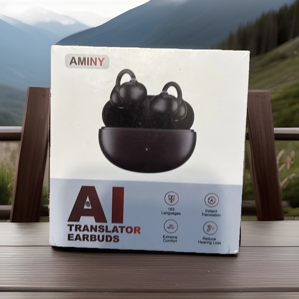 Aminy AI Translator Earbuds U9 Bluetooth 163 Languages Black Case